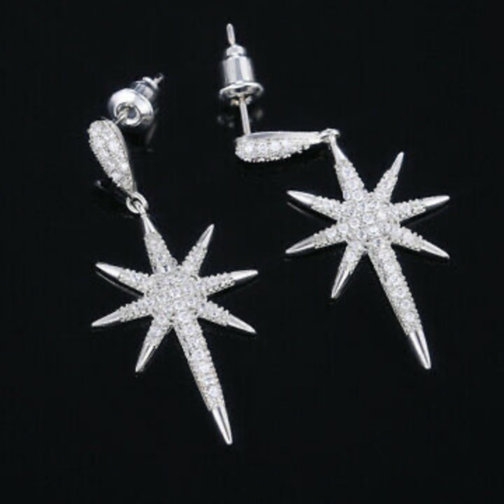New 925 Sterling silver diamond stone earrings - Picture 5 of 5